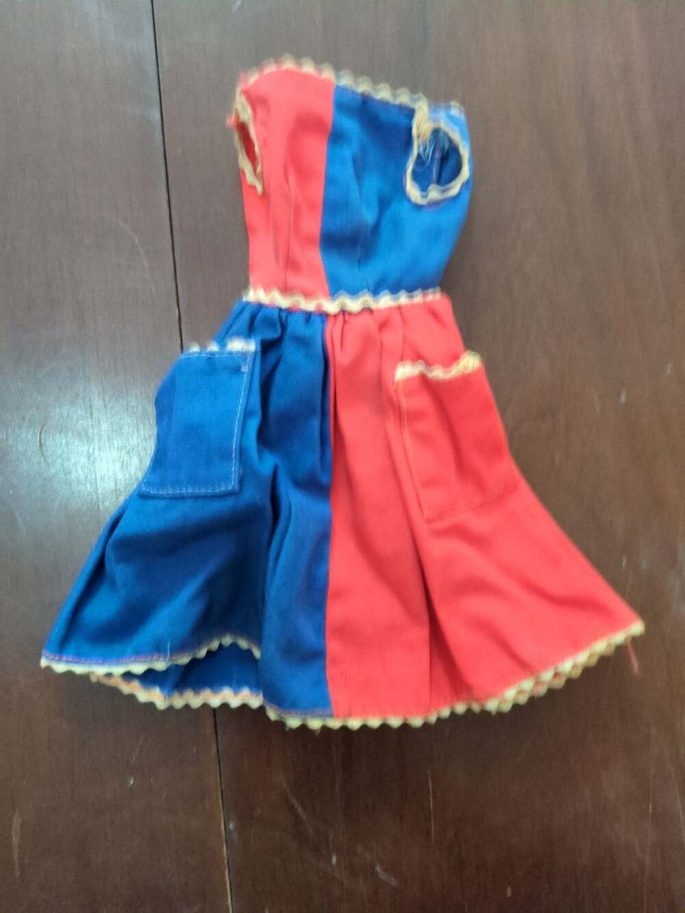 Vintage Barbie Fancy Free Dress Red Blue Pockets 1963 Mattel